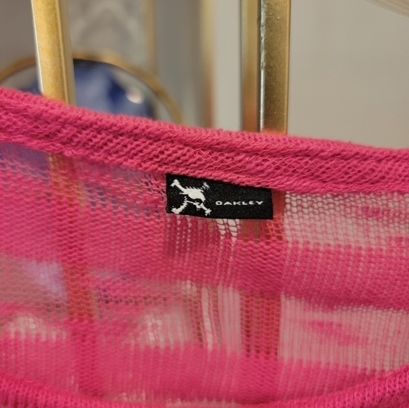 Oakley size Medium Berry Neon Striped Sheer Sweater - Picture 3 of 6